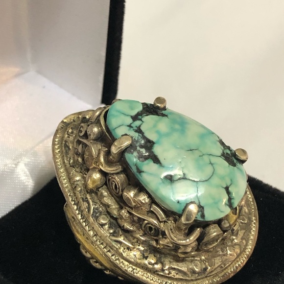 Adjustable Crisocola ring. - Picture 2 of 8